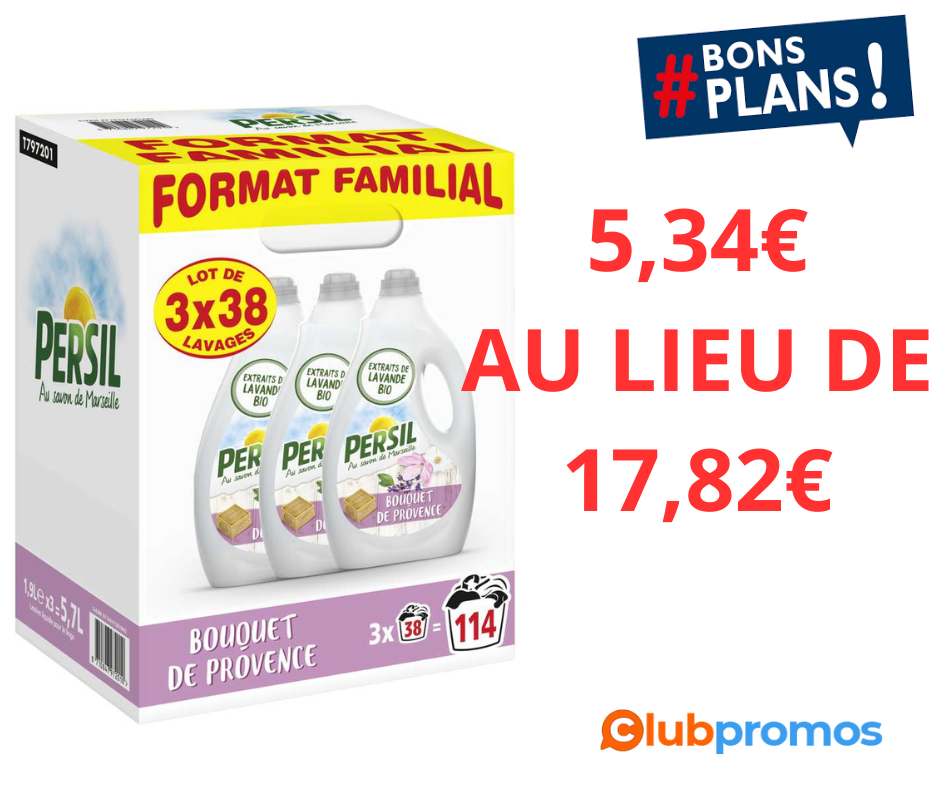 Deal Lot De 3 Bidons De Lessive PERSIL Douceur D Amande Ou Bouquet De