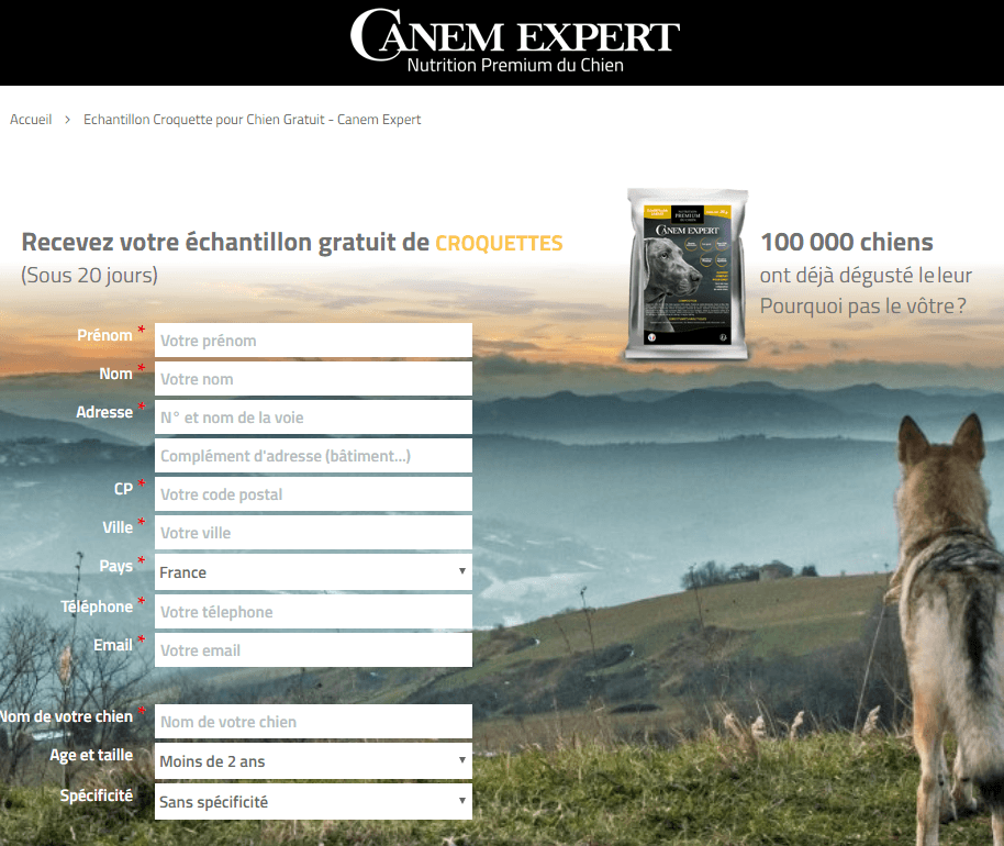 gratuit - Échantillon de Croquette Canem Expert Premium pour 