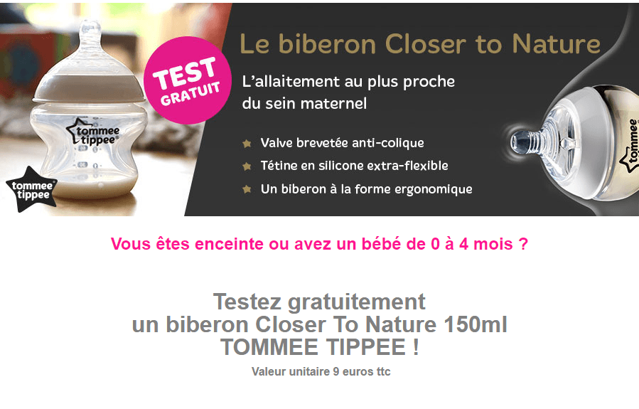 1 Biberon Tommee Tippee gratuit chez Aubert     Consobaby.png