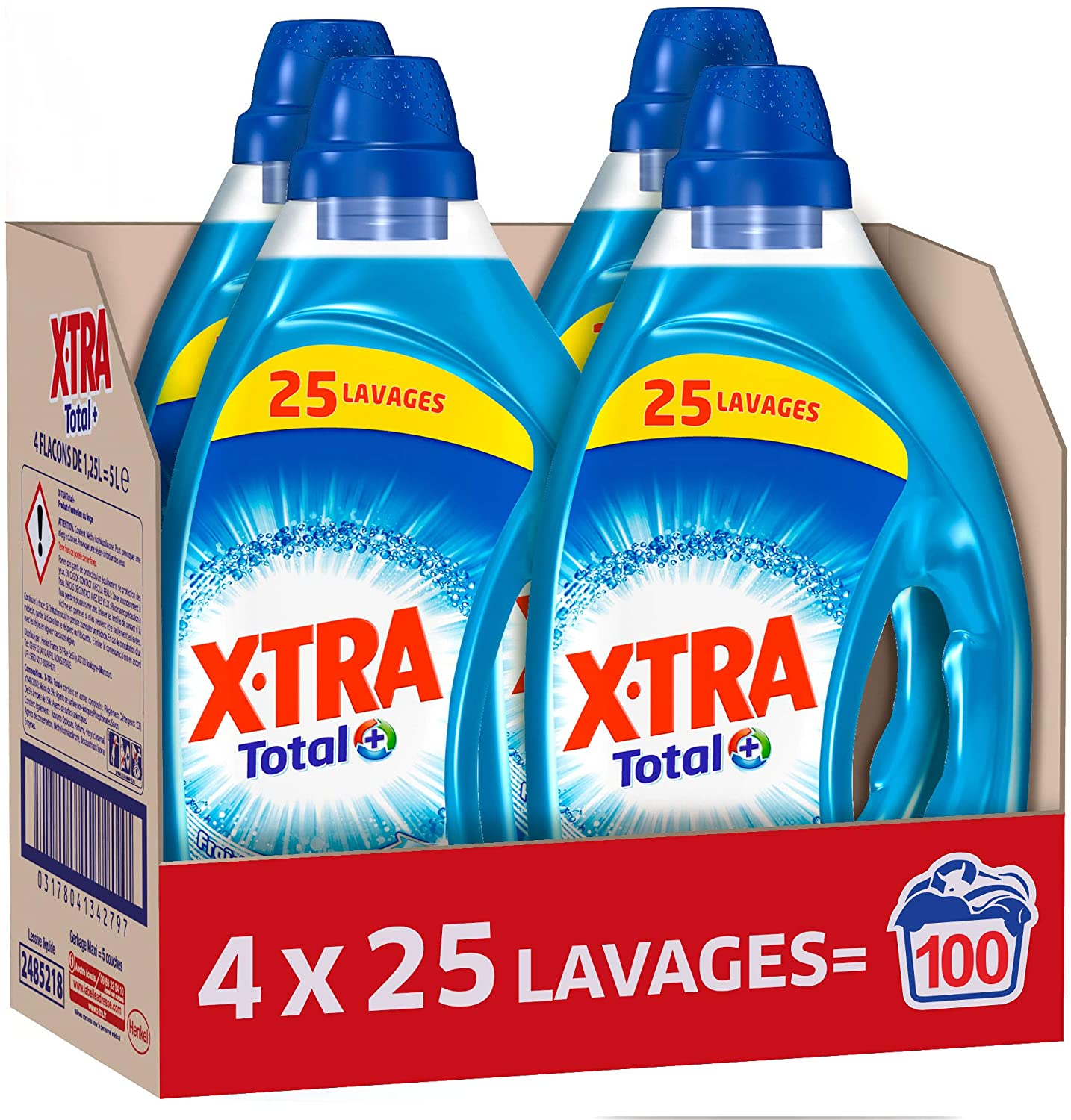 deal - X Tra Total - Lessive Liquide - 100 Lavages (4 x 1.25L) 14,04 € au  lieu de 19,20€ sur