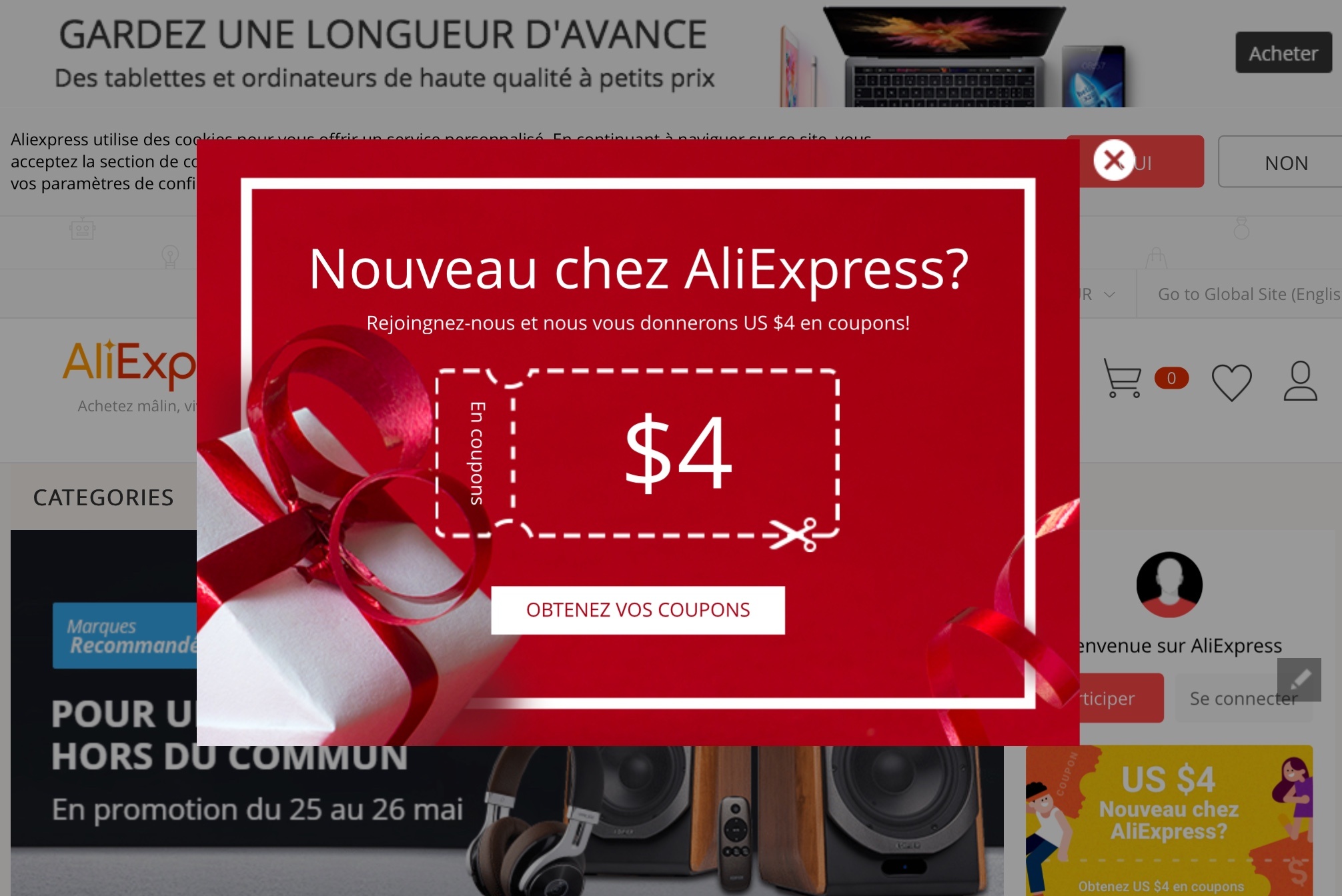 Astuce pour obtenir un coupon chez aliexpress