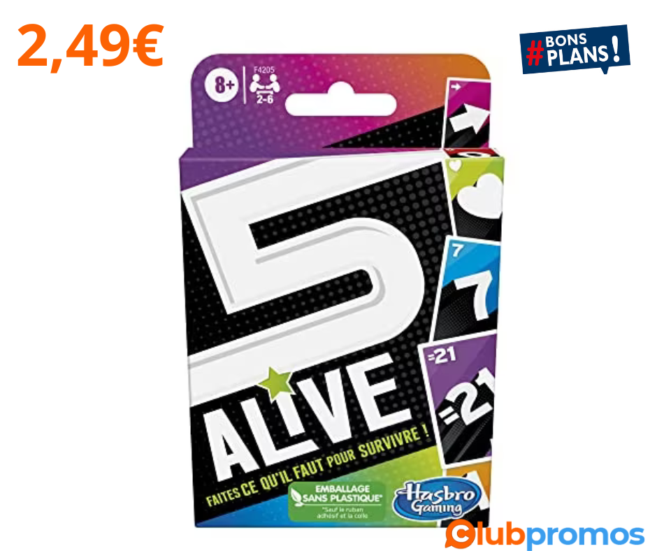 5 Alive de Hasbro Gaming Un Jeu de Cartes Familial Excitant à Seulement 2,49€ au lieu de 6,90€...png