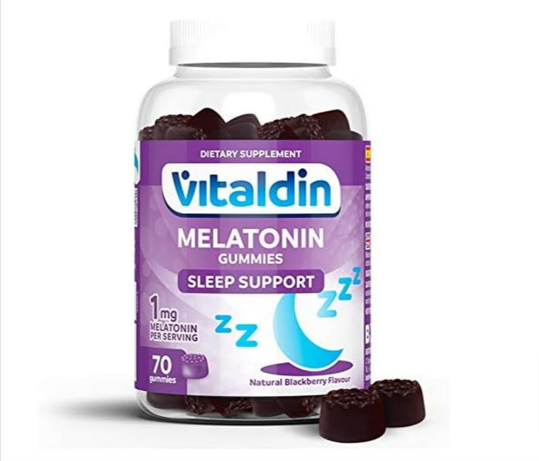 70 gommes Vitaldin Mélatonine Gummies - 1 mg par dose, saveur de Mûre.png