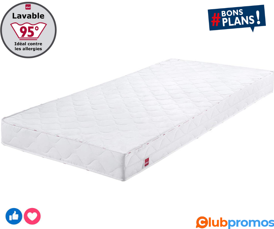 Abeil Matelas AB100 en Mousse, Blanc, 90 x 200 cm.png