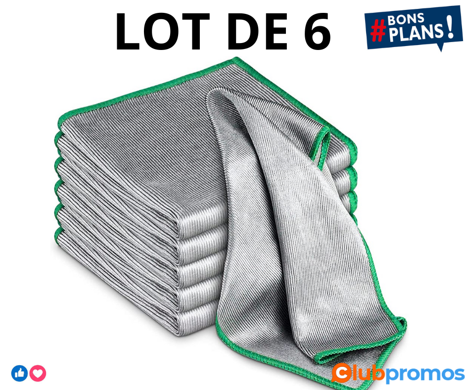 Airlab® Lot de 6 Chiffons Magique en Microfibre, Torchons de Nettoyage Poussiere, Lingettes Es...png