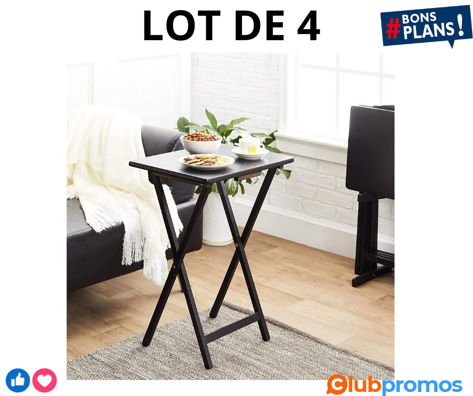 Amazon Basics Lot de 4 tables d'appoint en bois pliables, noir .png