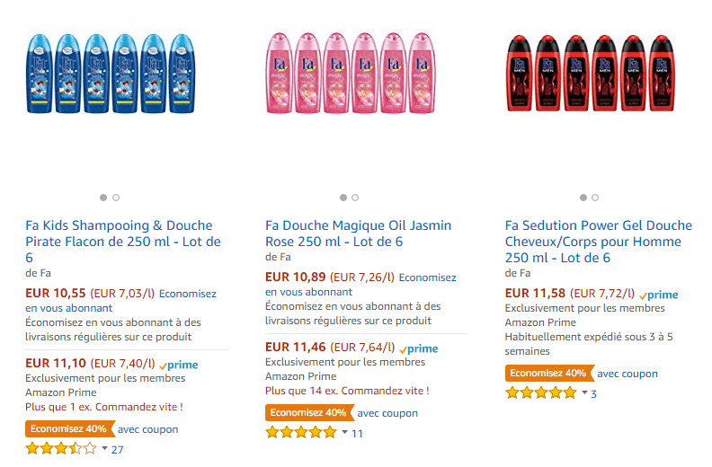 Amazon fr   gel douche fa lot 6   Fa   Beauté et Parfum.png