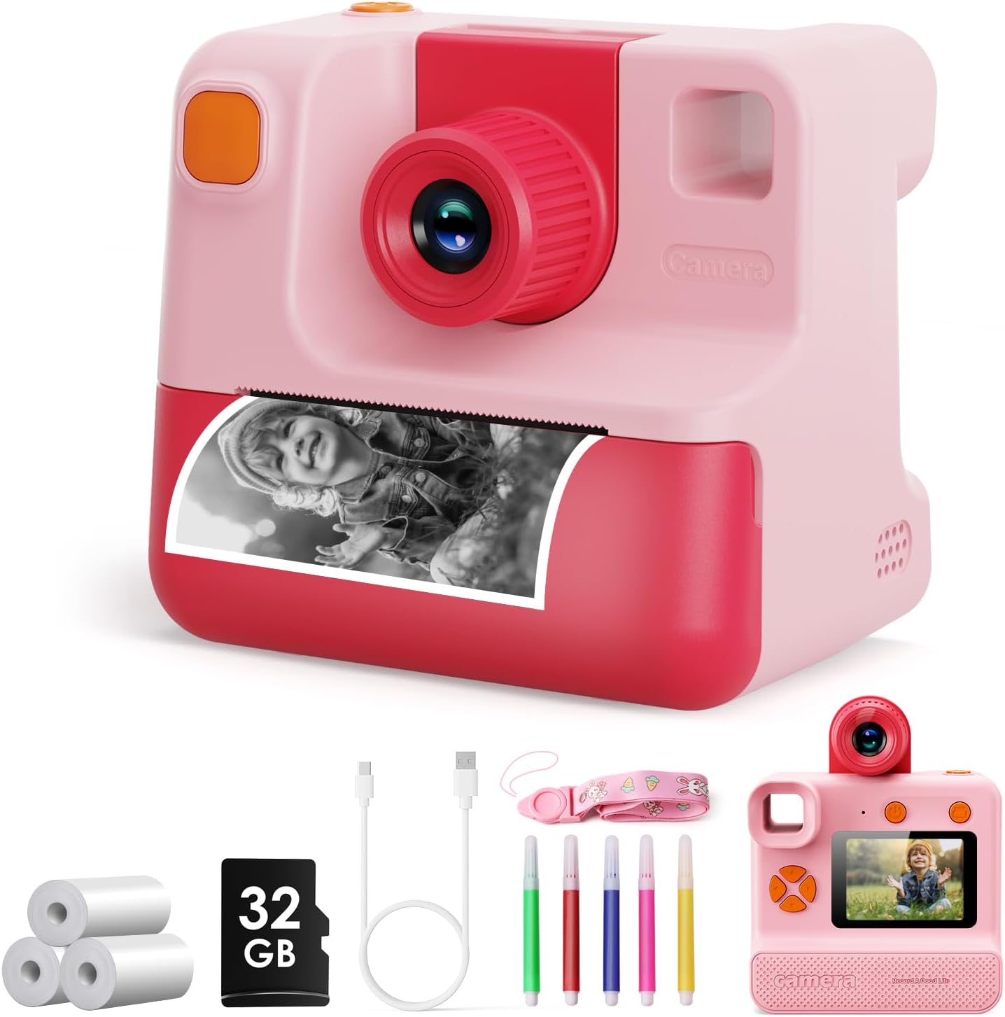 Appareil Photo Numérique Enfant DIAMOOKY - avec Papier d'impression & Carte TF 32G, Stylo 5 Co...jpg