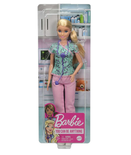 Barbie-Métiers-poupée-Infirmière-blonde-avec-blouse-à-motifs-pantalon-rose-chaussures-blanches...png