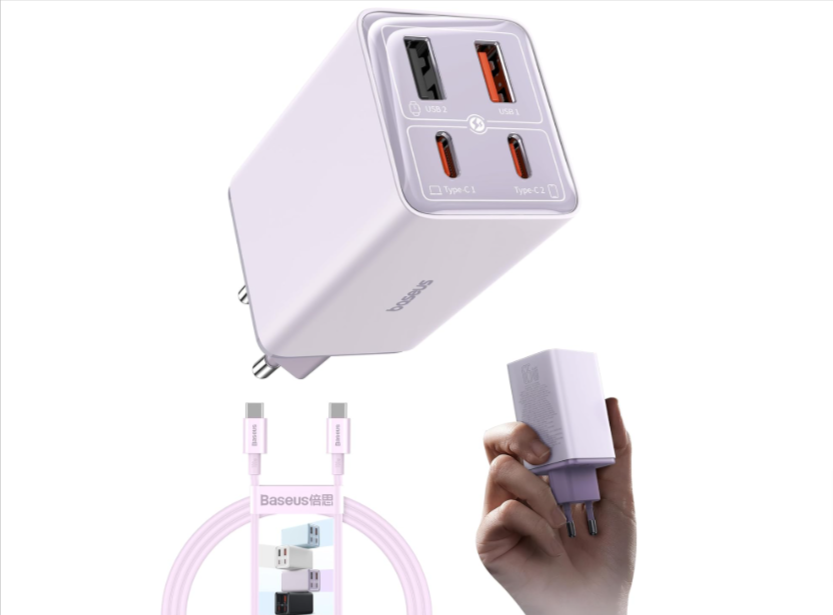 Baseus Chargeur USB-C Rapide 65W – 4 Ports avec Technologie GaN 6 – Violet – 15,99€ au lieu de...png