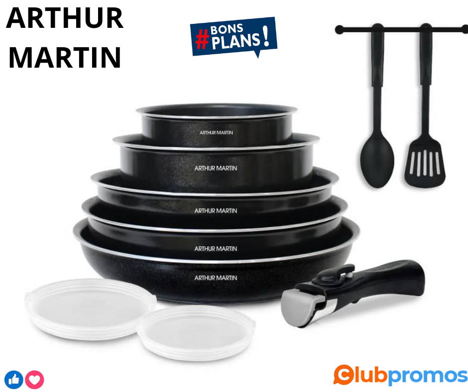 Batterie de cuisine 10 pièces Arthur Martin - Aluminium - .png