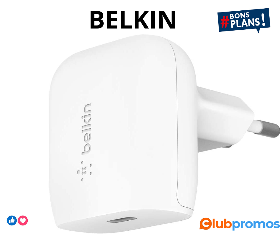 Chargeur secteur BELKIN 2 ports USB-C Pas Cher 