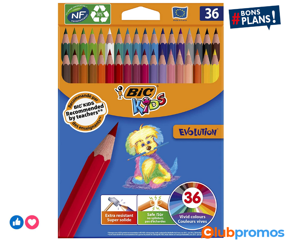 BIC Kids Evolution ECOlutions Crayons de Couleur pour enfants - Couleurs Assorties, Etui Carto...png