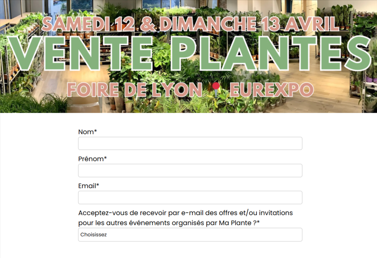 Billets gratuits pour la Foire de Lyon 2025 – Profitez d'une entrée offerte en vous inscrivant à la vente de plantes partenaire