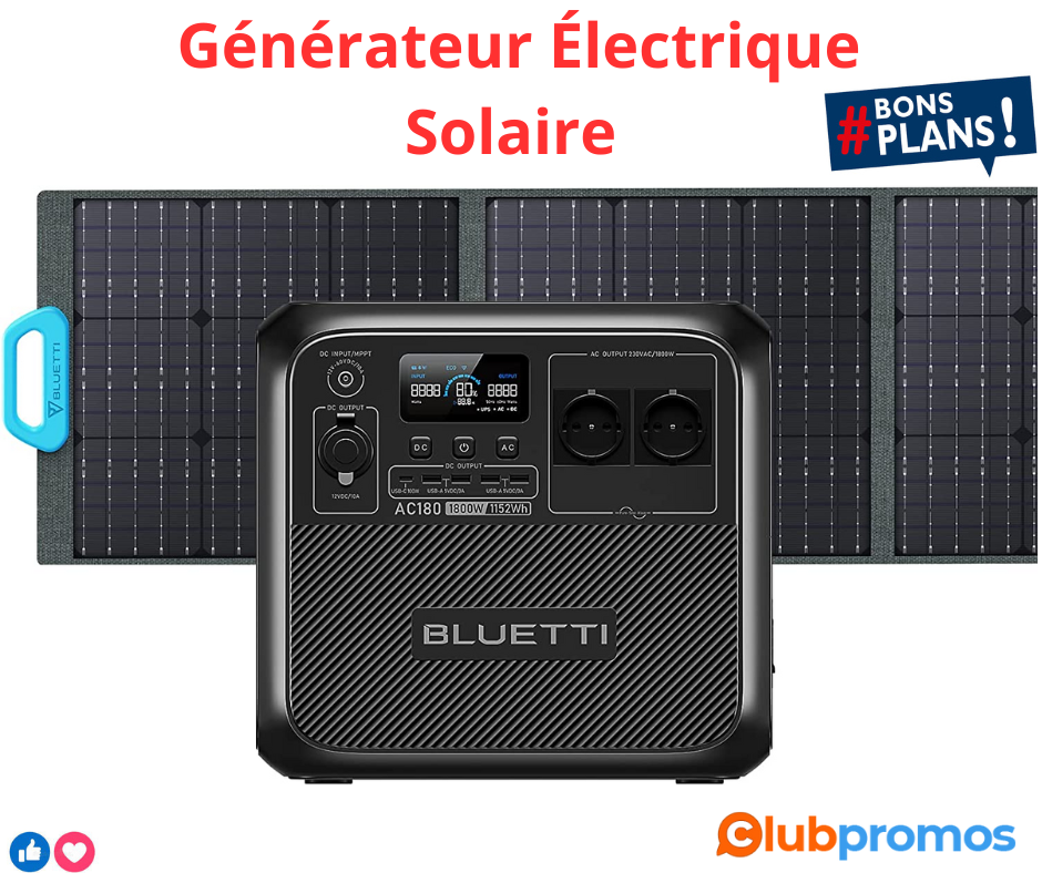 BLUETTI Générateur Électrique Solaire AC180 avec Panneau Solaire PV200, 1152Wh Batterie LiFePO...png