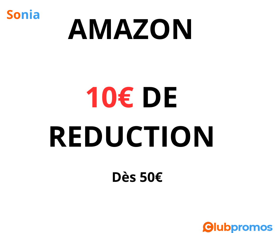 Bon Plan 10€ de réduction dès 50€ d'achats sur une sélection de produits sur Amazon avec le co...png