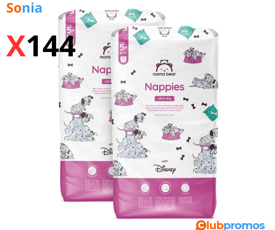 Bon Plan 144 Couches Bébé Disney Ultra Absorbantes, Mama Bear - Taille 5+ (11-17 kg) à 25,81€ ...png