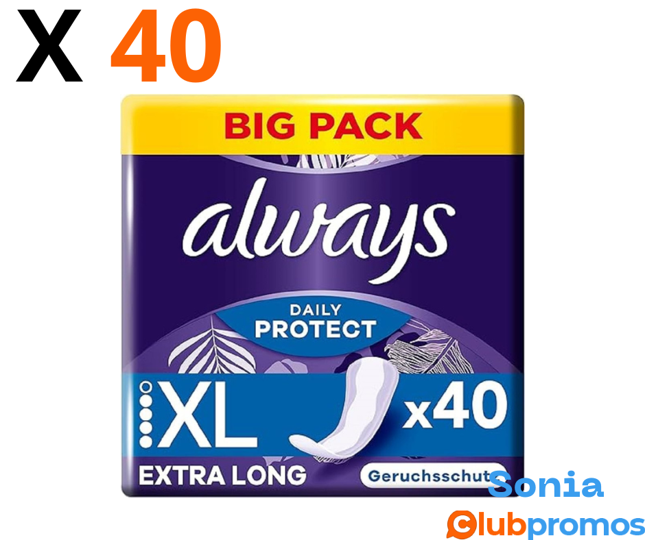 bon plan always Protège-slips Extra Protect Long Plus BigPack 40.png