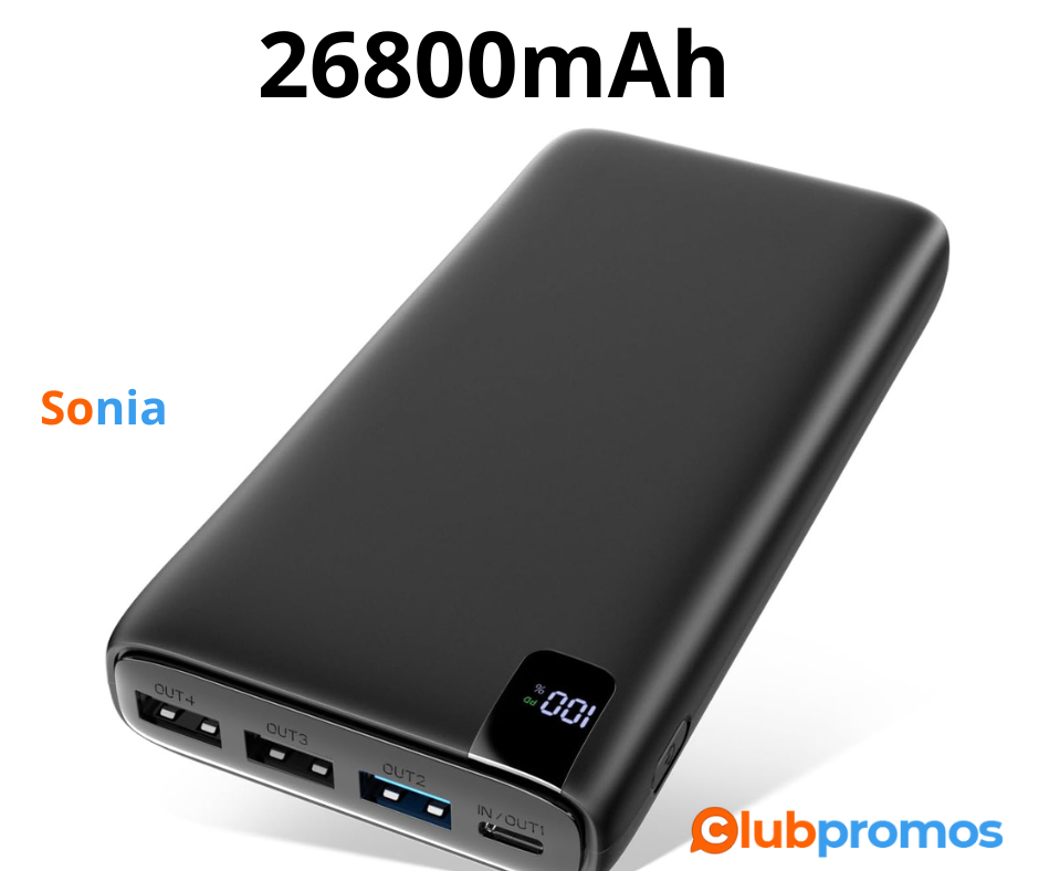 Bon Plan Amazon A ADDTOP Batterie Externe 26800mAh, 22.5W Batterie Portable USB C 20W PD Power...png