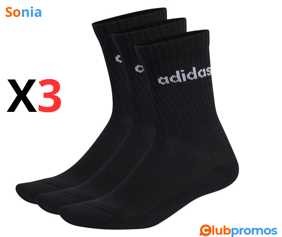 Bon Plan Amazon adidas Linear Crew Cushioned Socks 3 Pairs Chausettes hauteur mi-mollet Mixte .png