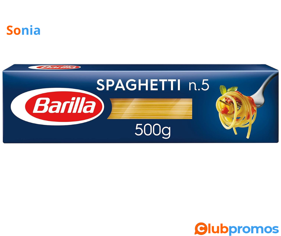 Bon plan Amazon Barilla Pâtes Spaghetti N°5, 500g.png