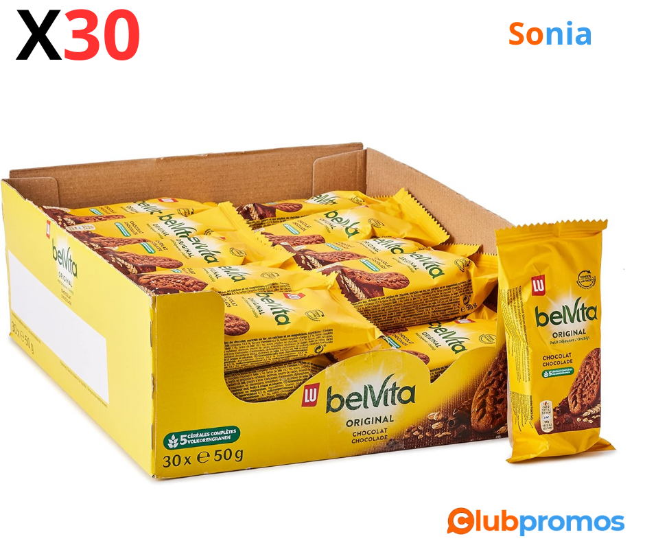 Bon Plan Amazon Belvita - Petit Déjeuner Chocolat - Biscuits aux 5 Céréales Complètes et Pépit...png