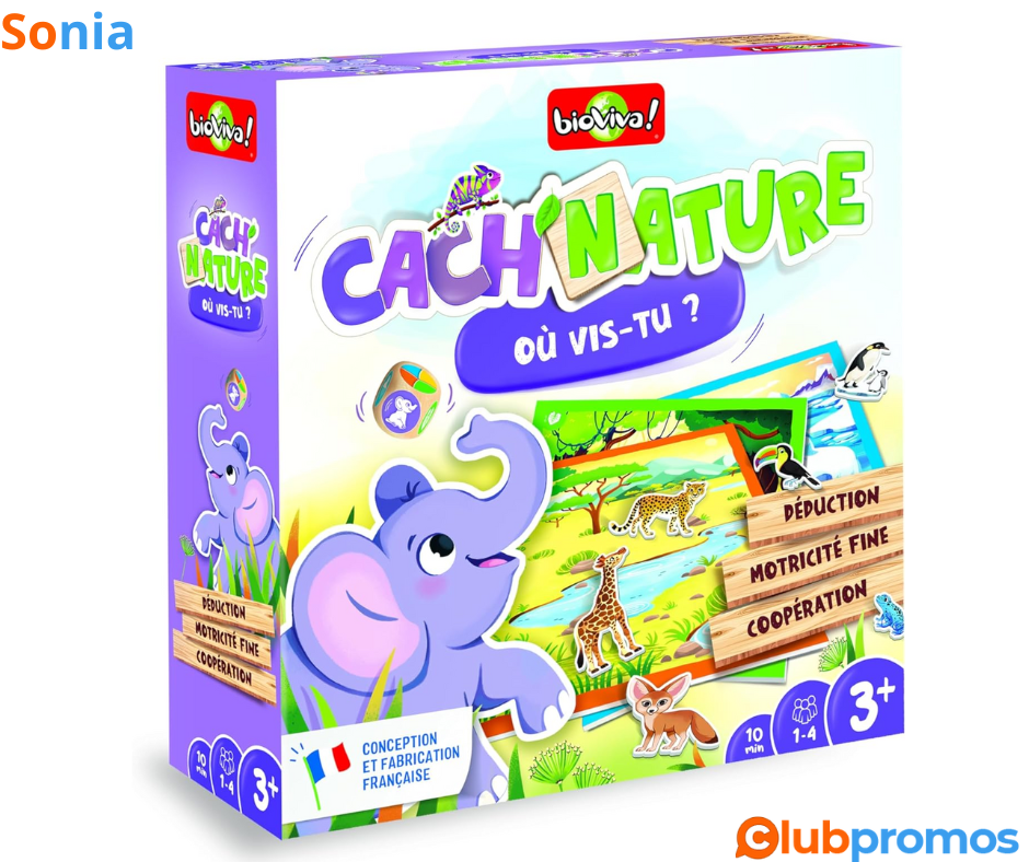 Bon Plan Amazon BIOVIVA - Cach'Nature - Jeux de société ludique pour enfant dès 3 ans - 1 à 4 ...png