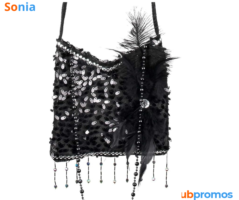 Bon plan amazon Boland 36000 - Sac à main Flapper, noir, 19 x 19 cm, paillettes, perles, plume...png