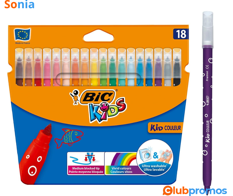 Bon Plan Amazon Bon Plan Étui de 18 feutres de coloriage BIC Kids à 3,69€ sur Amazon.png