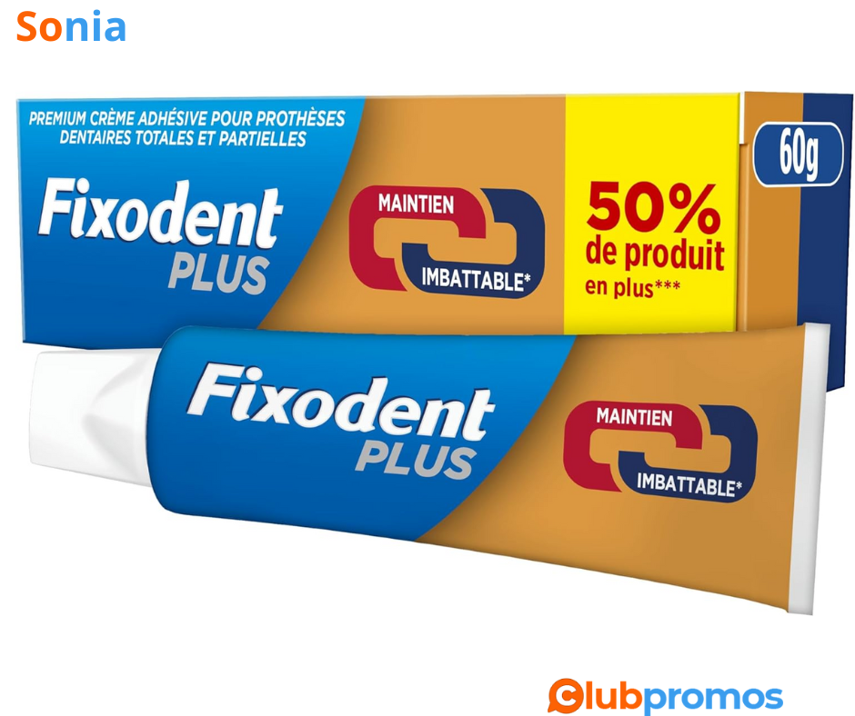 Bon plan amazon Bon Plan Crème Adhésive Premium Fixodent Plus Duo Protection Pour Prothèses De...png