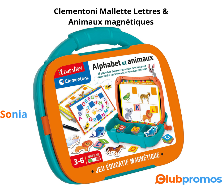 Bon plan amazon Clementoni Mallette Lettres & Animaux magnétiques .png