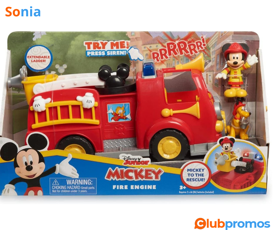 Bon Plan Amazon Disney Mickey, Mickey, Camion de Pompier, avec Fonctions sonores et Lumineuses...png