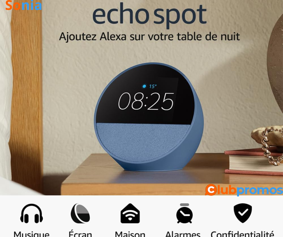 Bon Plan Amazon Echo Spot (modèle 2024) à 54,99€ au lieu de 94,99€ sur Amazon.png