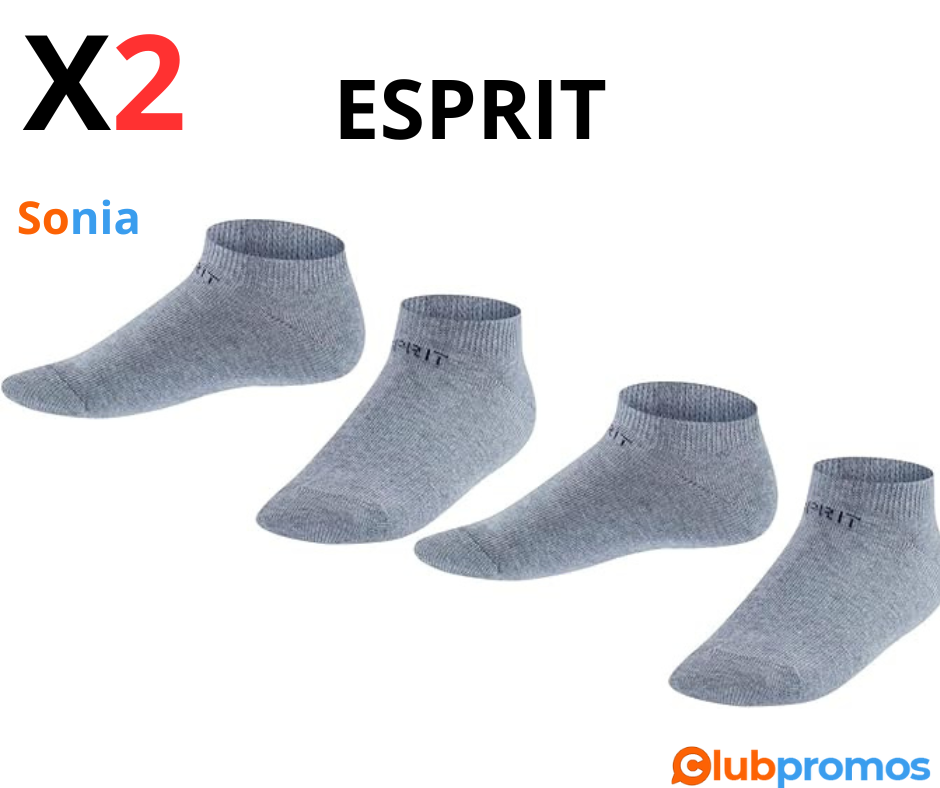 Bon Plan Amazon ESPRIT Mixte enfant Foot Logo 2-Pack socquettes respirantes durables biologiqu...png