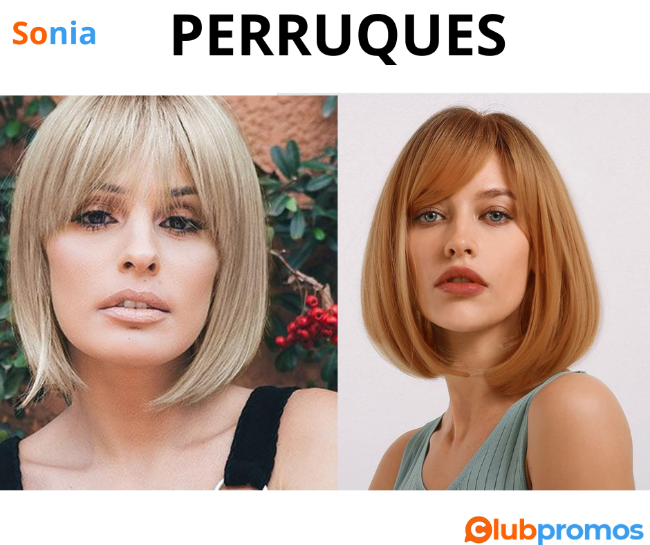 Bon plan amazon Faddishair Perruques Bob blondes pour femmes, perruque de cheveux noirs courts...png