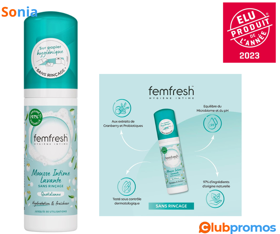 Bon Plan Amazon Femfresh - Mousse Intime Lavante Quotidienne, Sans Rinçage, aux extraits de Be...png