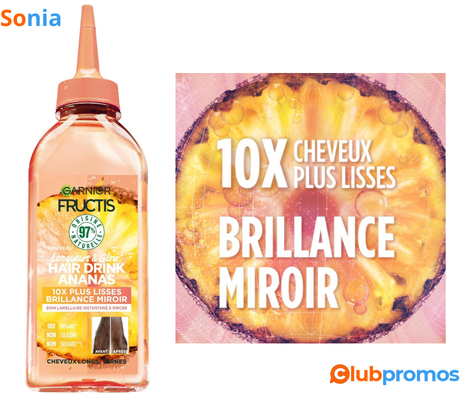 Bon plan Amazon Garnier - Fructis Hair Drink - Soin Lamellaire Instantané Lissant Longueurs & ...png