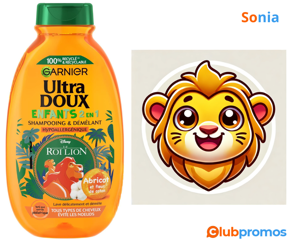 Bon plan Amazon Garnier Ultra Doux Disney Roi Lion Shampooing Démêlant abricot kids 300 ml-1.png