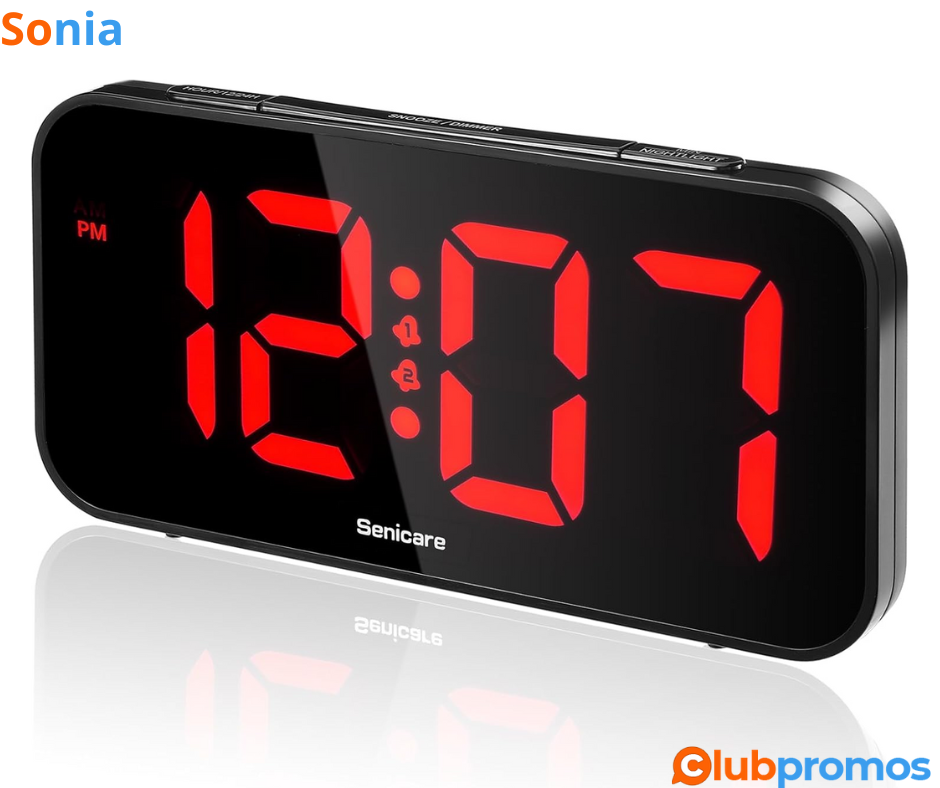 Bon Plan Amazon Grand Réveil Numérique, 9.8 inch Réveil Matin 1224H Double Alarm de Réveil LED...png