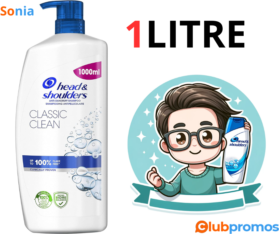 Bon Plan Amazon Head & Shoulders Shampooing Antipelliculaire Classic, Jusqu’à 100% des pellicu...png