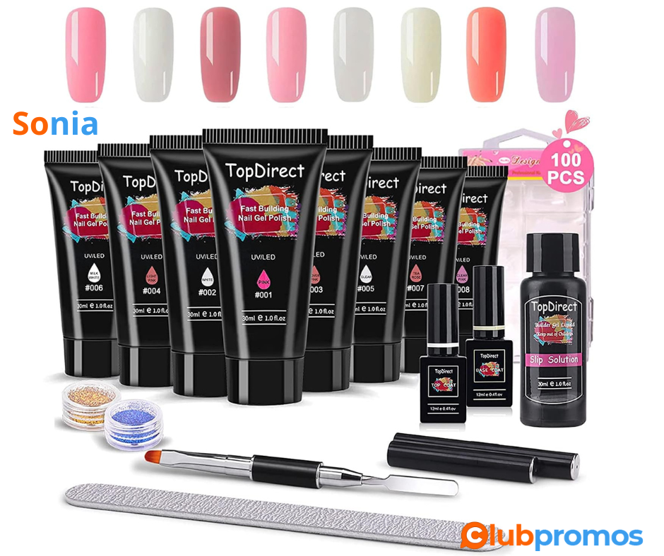 Bon Plan Amazon Kit Ongle Gel UV Complet, TopDirect 8 Couleurs 30ml d'Extensions d'Ongles Kit,...png