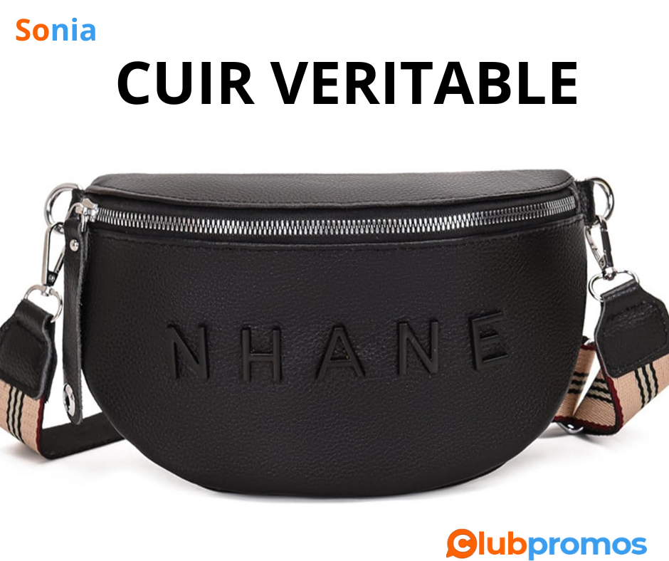 Bon Plan Amazon KUNKUN Sac Banane en Cuir Véritable pour Femme,Sac Bandoulière Bandoulieres Fe...png