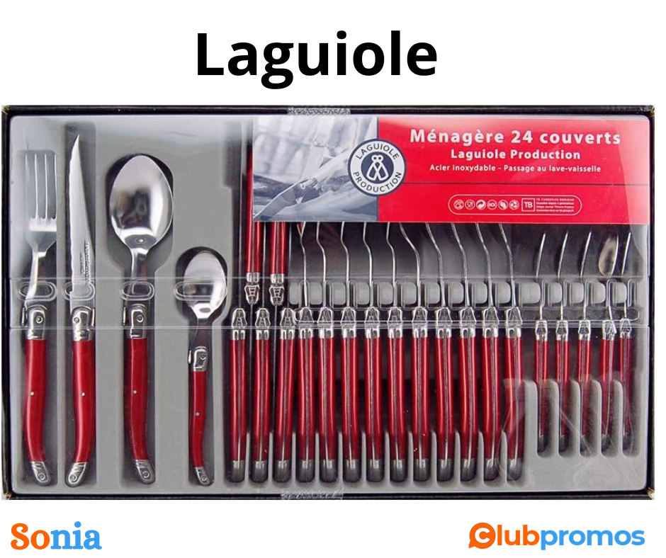 bon plan amazon Laguiole Production - Ménagère 24 pièces - Set de couverts de table acier inox...png