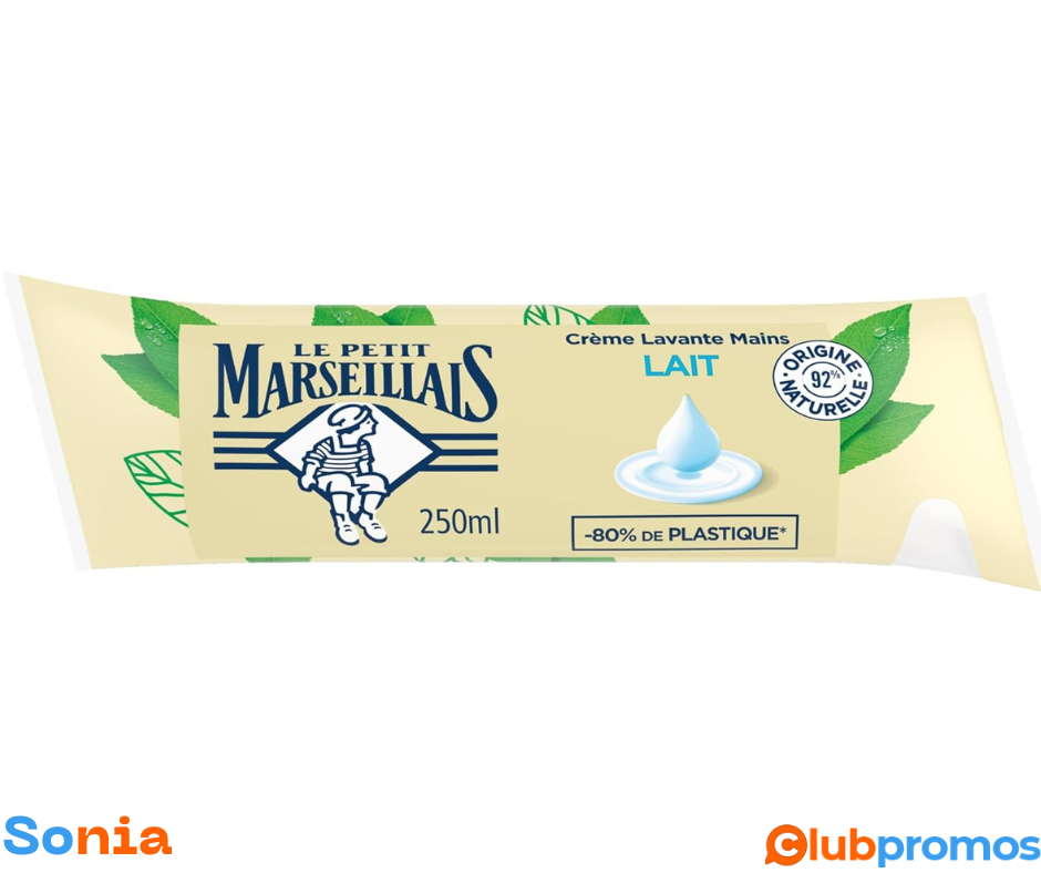 bon plan amazon Le Petit Marseillais Eco-recharge Crème Mousse Lait, 250ml, Blanc, 250..png