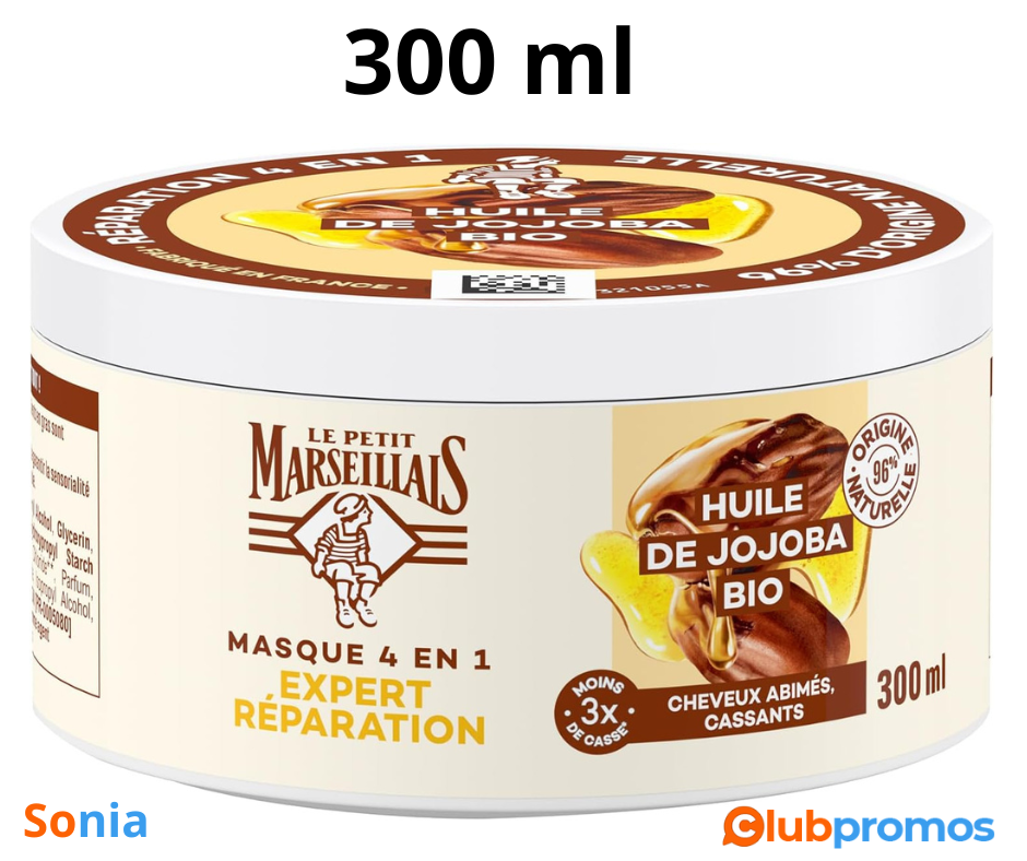 Bon Plan Amazon Le Petit Marseillais Masque Expert Réparation Huile de Jojoba Bio (pot de 300 ...png