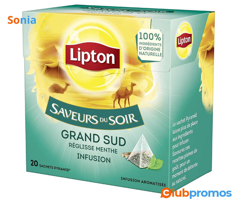 Bon plan Amazon Lipton Saveurs du Soir Infusions Réglisse Menthe, 20 unités.png