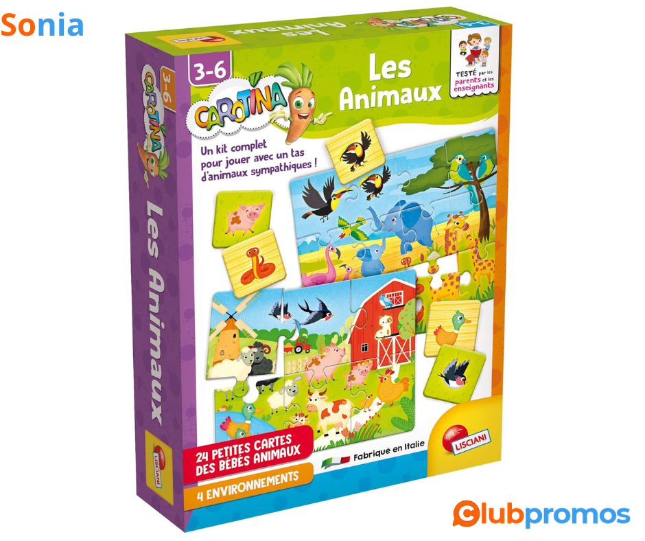 Bon plan Amazon Lisiciani - Kit Les Animaux - Jeu Educatif Puzzles Et Cartes - Animaux De La F...png