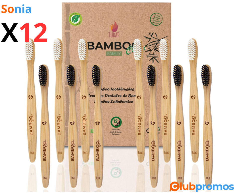 Bon plan Amazon Lot de 12 Brosses à Dents en Bambou Eudai - 6,55€ au lieu de 11€ sur Amazon.png