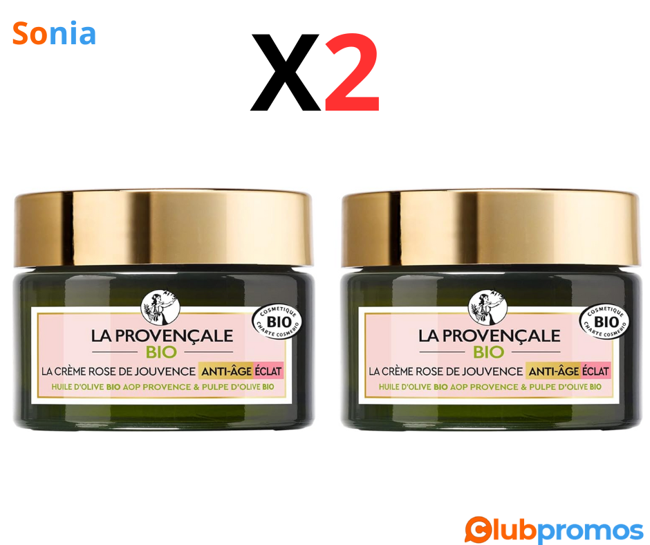 Bon Plan Amazon Lot de 2 Crèmes de Jouvence Crème Anti-Âge Éclat certifiée bio.png