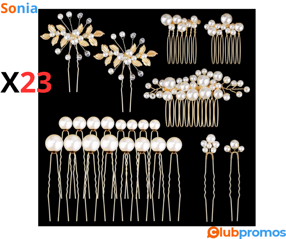 Bon plan Amazon Lot de 23 barrettes à cheveux dorées avec perles et strass HAOTIAN-X à 4,99€ s...png